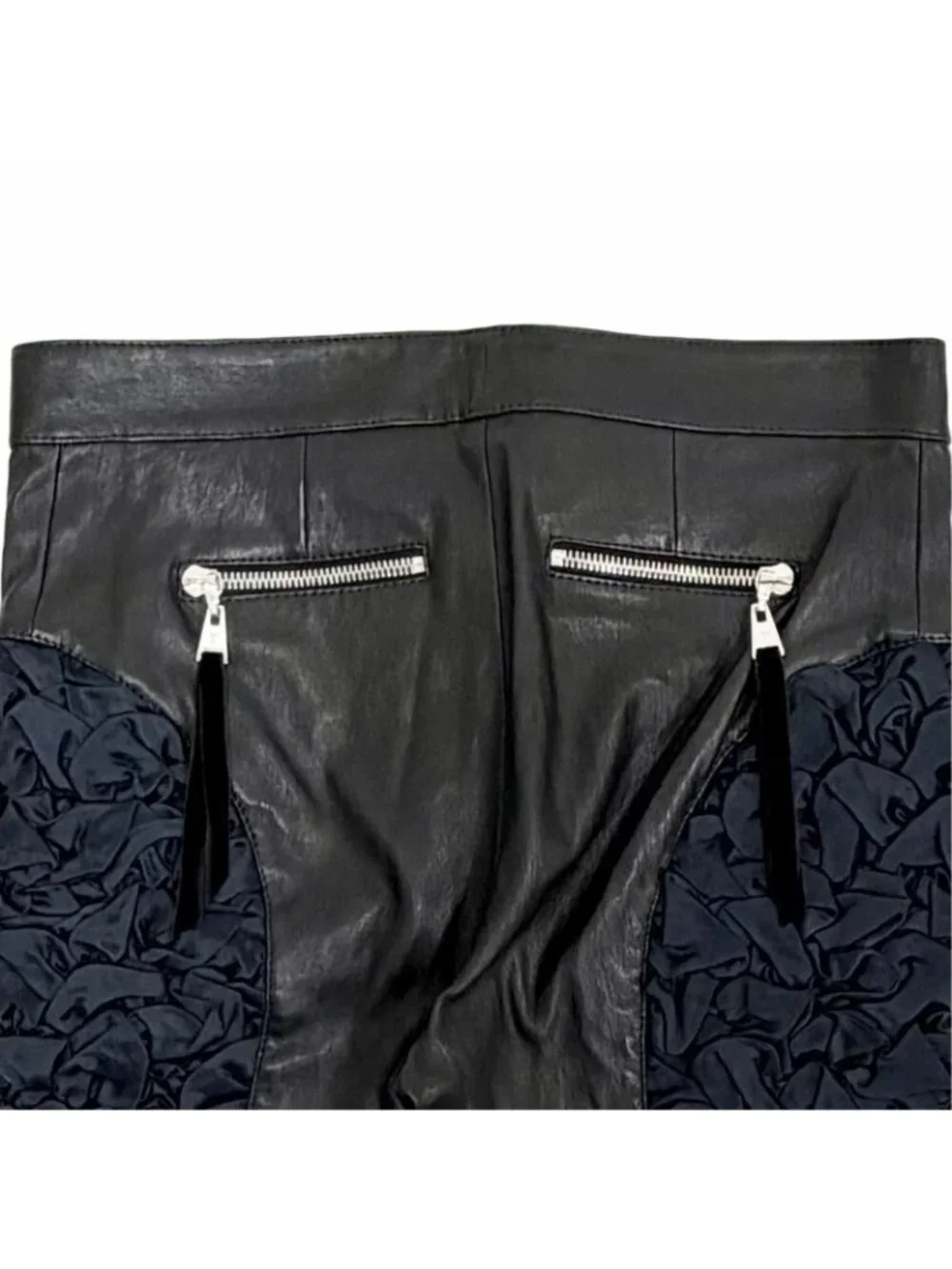Louis Vuitton LV Zip Lambskin Side Gathered Long Pants Black 36